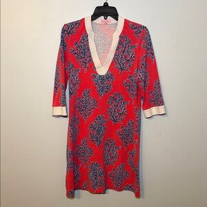 Lilly Pulitzer Pink Coral-Print Shift Dress with Ivory Trim